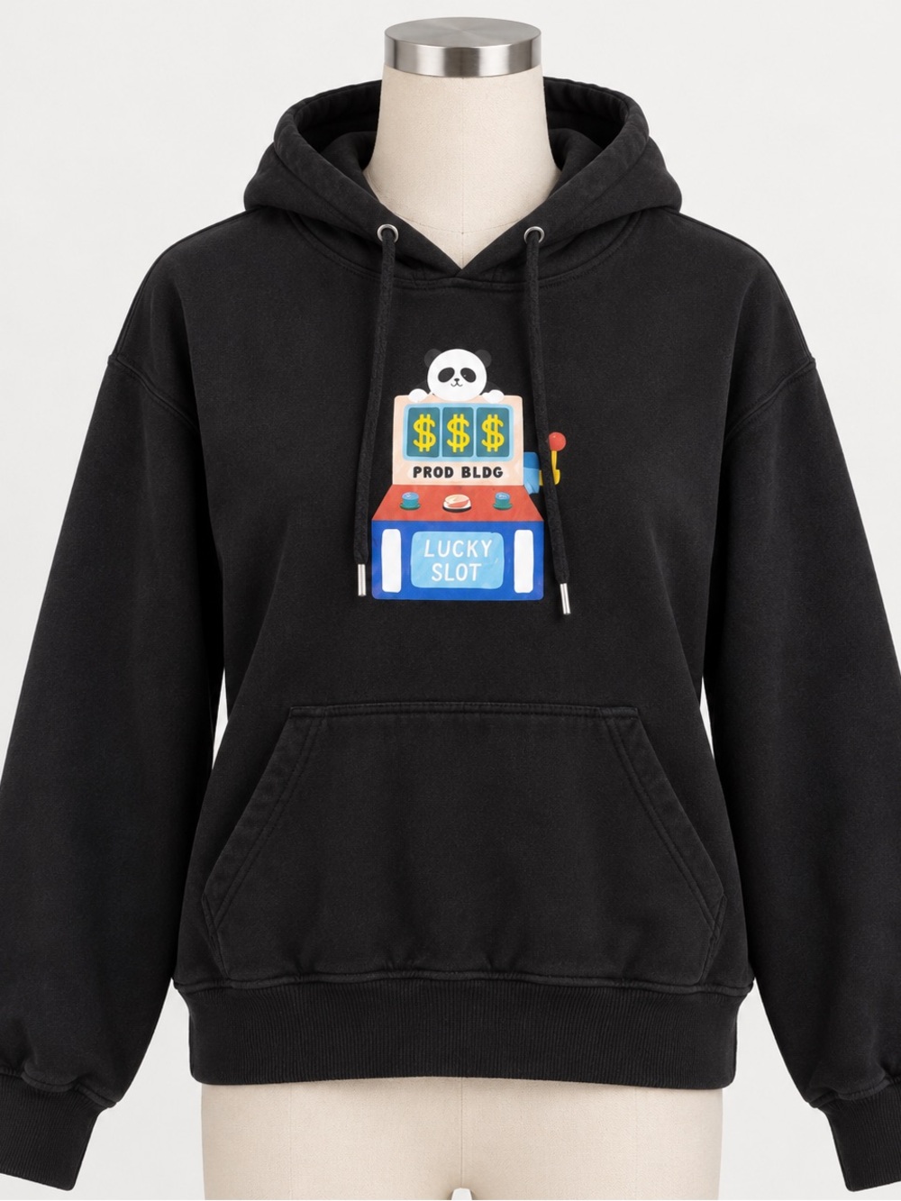 PROD BLDG Lucky Slot Panda Graphic Heavyweight Hoodie Black Small